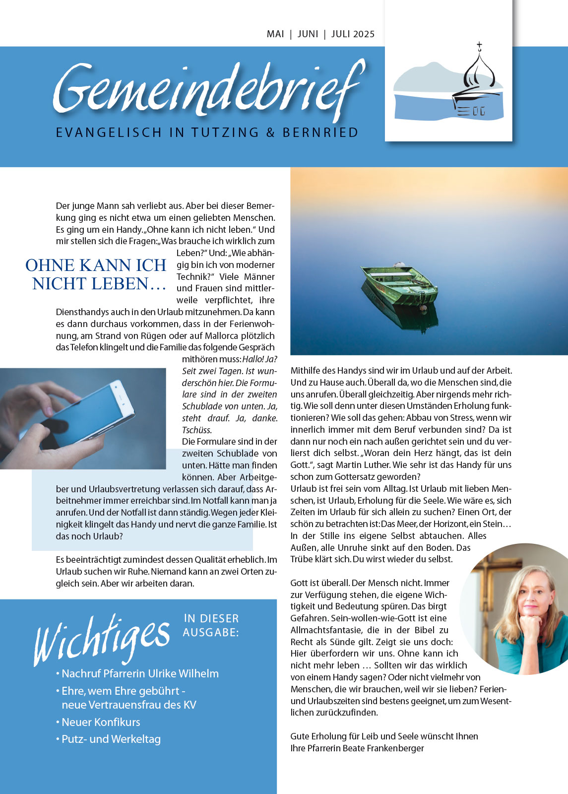 Gemeindebrief evangelisch in tutzing: Ohne kann ich nicht leben… Mai | Juni | Juli 2025